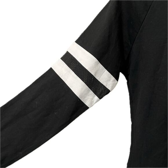 BEBE SPORT Black Jacket Sz M Hoodie Zip Up Logo Jersey White Stripe - Picture 4 of 9